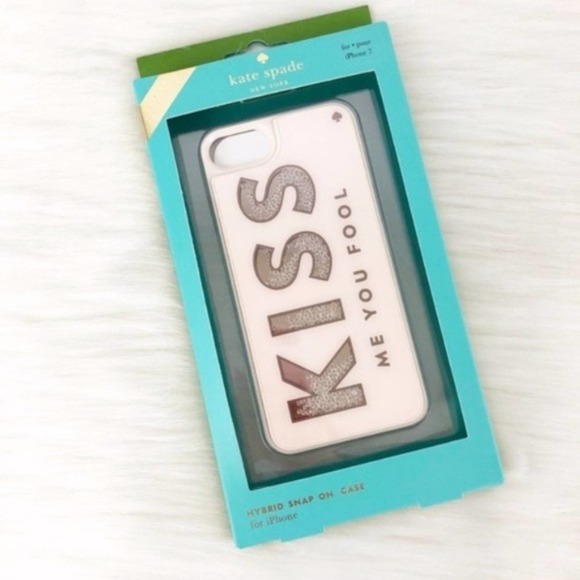 KATE SPADE 'Kiss Me You Fool' Pink iPhone Case